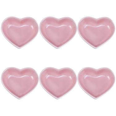 Imagem de Prato de molho de cerâmica multiuso em forma de coração, pratos de tempero, tigela de molho de sushi, pratos de aperitivo, tigela de servir pratos de pratos (conjunto de 6), várias cores