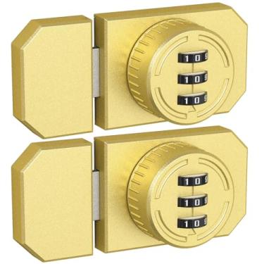 Imagem de Fechadura de combinação de armário com adesivo, fechadura mecânica de porta de armário sem chave com senha de 3 dígitos, trava de combinação adesiva para armário, porta unidirecional, porta de