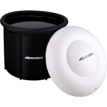 Imagem de NOVORIK Banheira de gelo portátil com cobertura de nuvem para atletas, banheira de mergulho a frio em várias camadas para terapia pós-treinamento e recuperação, banheira de imersão grande para adultos