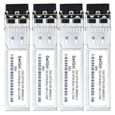 Imagem de 4 unidades 25G SFP28 multimodo SFP+ módulo de fibra transceptor de rede, SR MM850nm 100m, LC duplex para switch de data center, roteador, firewall, servidor etc