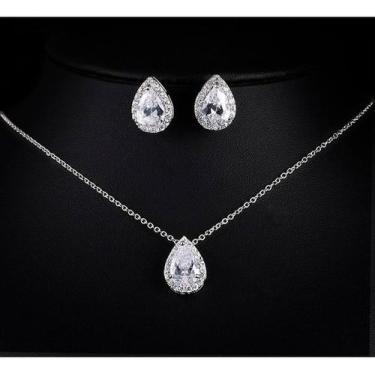 Imagem de Conjunto Colar e Brinco Noiva Pedra Zirconia  Gota - DeCastro joias, P