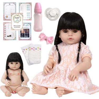 Imagem de Bebe Tipo Reborn Princesa Morena Completa 46cm Corpo Vinil - Cegonha R