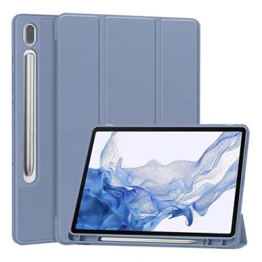 Imagem de Capa Com Slot Para Caneta Para Samsung Tab S7 plus Couro Anti-queda Cor Sólida Com Suporte.