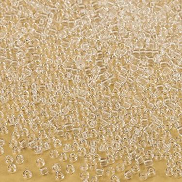 Imagem de Bala&Fillic Contas de semente de 3 mm de cor transparente cerca de 3600 peças/100 gramas em saco, 8/0 contas de vidro para artesanato para fazer pulseira e colar (transparente)