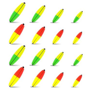 Imagem de EUPHENG Peg Floats Slotted, Catfish Fishing Floats Slip Bobbers Charuto Foam Bobbers com plugue de tubo para Santee Rig Catfish Rig Fish Finder Rig Fish Rig (16 peças - Verde Amarelo + Vermelho