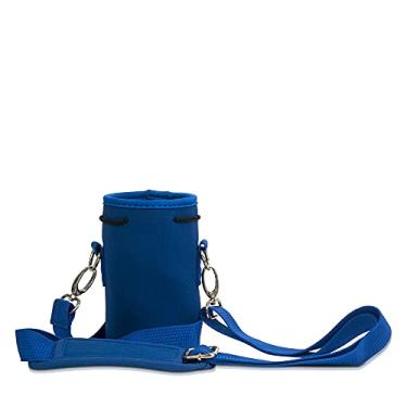 Imagem de Bolsa de suporte de garrafa de água de neoprene feita fácil com alça de ombro ajustável, perfeita para o transporte de aço inoxidável, garrafas de água, garrafa de plástico (azul, P 340 g - 355 g)