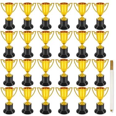 Imagem de COJOSQC Mini troféus de 10 cm, 24 peças de troféus para formatura do jardim de infância, torneios de boliche, jogos de basquete, prêmios de futebol infantil, lembrancinhas de festa de futebol