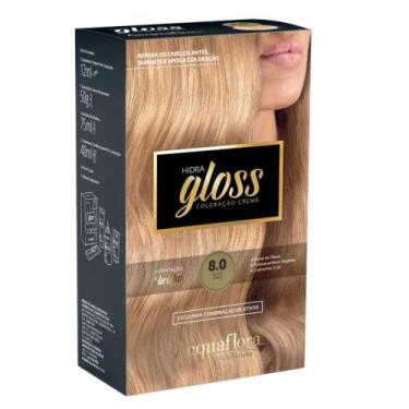 Imagem de Coloração Creme Acquaflora Kit Hidra Gloss 8.0 Louro Claro