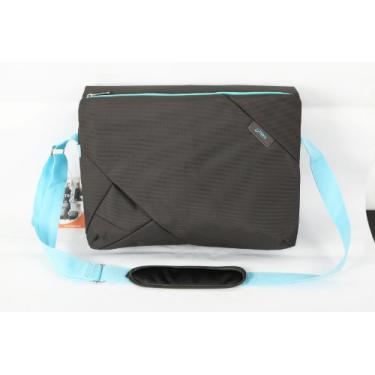 Imagem de Bolsa carteiro para laptop Bipra (15,6 polegadas) fofa, fina, bolsa de ombro de designer | computador, tablet, notebook, armazenamento móvel | Alça acolchoada, ajustável | cinza/azul
