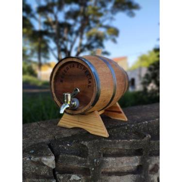 Imagem de Barril 3 litros cachaça torneira luxo cromo - Artesanal 
