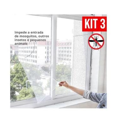 Imagem de Kit 3 Tela Mosquiteira para Janela Proteção Anti Inseto Pernilongo Mos