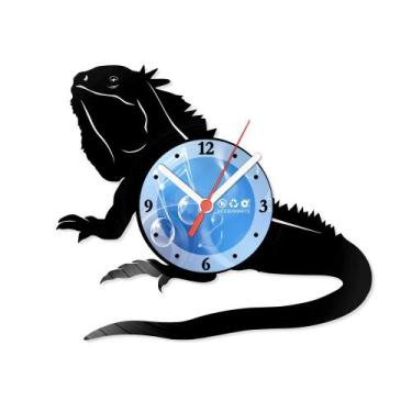Imagem de Relógio De Parede Disco Vinil Animais - Iguana - VAN-125 - Modernarte