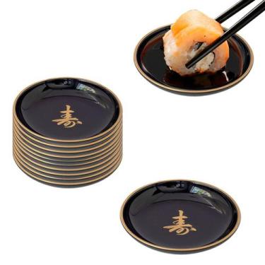 Imagem de Kit C/ 12 Molheira Redonda Preta para Shoyu ou Molhos - AC