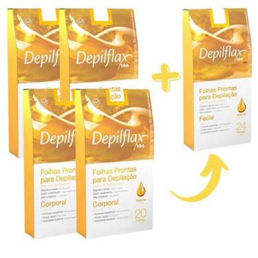 Imagem de Kit Depilação Completa Depilflax 4 Corporal + 1 Facial Folhas Prontas 