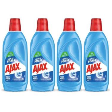 Imagem de Kit 4 Limpador Diluível Ajax Fresh Blue Limpeza Pesada 500Ml