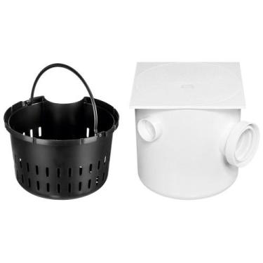 Imagem de Caixa de Gordura Sifonada Branca Quadrada com Tampa e Cesto, 250 x 250