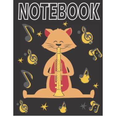 Imagem de Cat Playing Oboe: Sheet Music Notebook, Cat lovers, Oboe Lovers, Music Lovers, Music Manuscript Paper Notebook