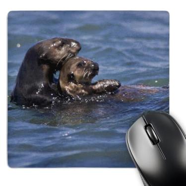 Imagem de 3dRose Mouse pad 20 x 20 x 0,25 polegadas, Lontra Marinha, Moss Landing, Califórnia (mp_88467_1)
