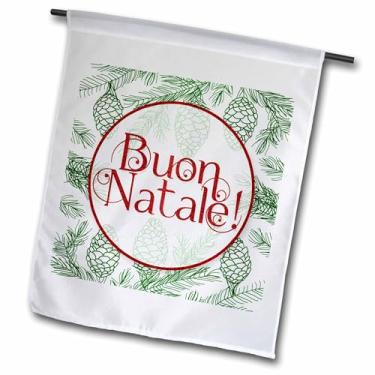 Imagem de 3dRose Fl_298764_1 Bandeira italiana vermelha e verde BUON Natale Botânico