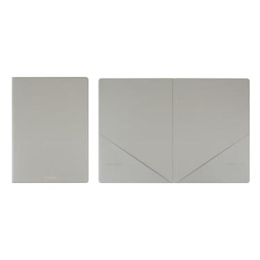 Imagem de FENICE Capa para pasta de arquivo de couro PU ecológico com bolso 10 opções de cores (cinza claro)