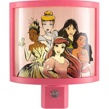 Imagem de Disney Luz noturna LED de princesa, Arielle, Mulan, Moana e Cinderela, iluminação de decoração de quarto de meninas, sensor plug-in, crepúsculo ao amanhecer, rosa, 60734
