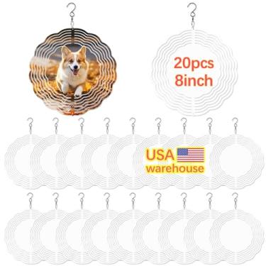 Imagem de LaiHiulaan 20 Peças de Sublimação de Spinner de Vento Em Branco 8" A Granel de Alumínio Metal Eua Armazém Sublimação Em Branco Produto Decoração de Jardim Ao Ar Livre para Transferência de Prensa Térm