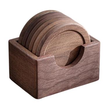 Imagem de IEUDNS 6x Porta-copos de madeira com suporte para isolamento térmico, almofada para xícaras de chá e café, decoração para casa, canecas, porta-copos para, 8cm de Diâmetro