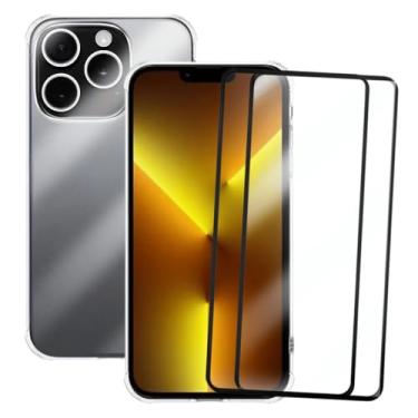 Imagem de Capa Capinha Case Anti Shock Slim Compatível iPhone 13 Pro Max e 2 Pelicula de Vidro 3d Cobre Toda Tela