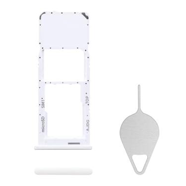 Imagem de BESJMYT Substituição da bandeja do cartão SIM para Samsung Galaxy A04s (versão SIM único) Adaptador de suporte de slot de bandeja de cartão branco com ejetor de agulha para A04s SM-A047F