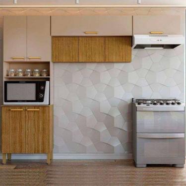 Imagem de Cozinha Em L Urbane 260cm Com 9 Portas 2972 Kits Paraná Freijó-vanilla-ripado