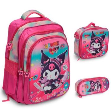 Imagem de Kit Mochila Infantil Hello Kitty Lancheira Térmica Estojo - Plike