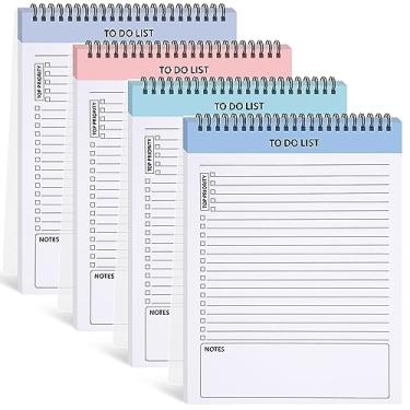 Imagem de Kisston 4 blocos de anotações de atividades diárias, 21 x 28 cm, bloco de planejamento diário para agendamento, caderno encadernado em espiral, para aumentar a produtividade (cor fresca, lista de