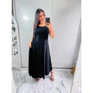 Imagem de Vestido de alcinha com bolço e barra abaloada  - MK MODAS, Preto, P
