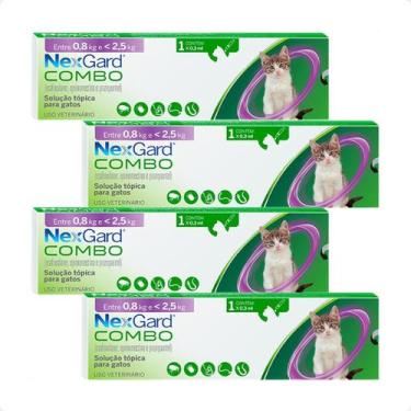 Imagem de Combo 4 NexGard Combo Gatos 0,8Kg a 2,5Kg - 1 Aplicador 0,3ml - Boehri