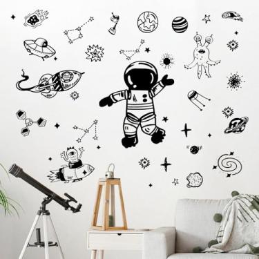 Imagem de Adesivos de parede 473 Yovkky Outer Space Sketch, astronauta, foguete alienígena, planeta, decoração de berçário, galáxia, estrelas, decoração de casa, meninos, crianças, quarto de jogos, arte