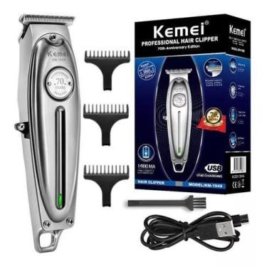 Imagem de Maquina De Corta Cabelo Acabamento Kemei Km 1949 Gold ou Prata Metal, 