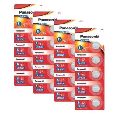 Imagem de Kit 4 Cartelas Baterias Panasonic CR2025 3V 20 unidades
