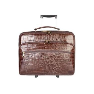 Imagem de Mala com carrinho em Couro croco Madrid Feminina-Feminino