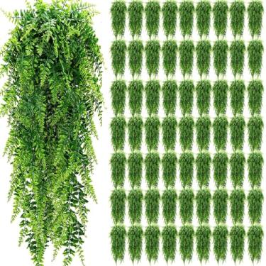 Imagem de Geosar 64 peças, 20 plantas artificiais penduradas, plantas falsas de 81 cm, samambaias de Boston, plantas falsas de plástico para parede, quarto, jardim, guirlanda de casamento, decoração interna e