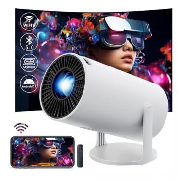 Imagem de SINPO HY300 PRO+ com WIFI6 e Bluetooth, 4K 1080P Suporte com Android TV 11.0, Mini Projetor Portátil 180 ° Rotatable Movie Projetor, Auto Keystone Compatível para Laptop, PC, Smartphone
