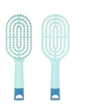 Imagem de Pentes de cabelo emaranhados, pente de massagem para couro cabeludo, desembaraçador, cacheado, molhado, seco, grosso, escova alisadora, acessório de escova de cabelo (azul)