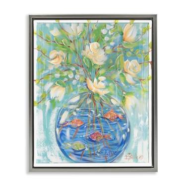 Imagem de Stupell Industries Design de arte de parede em tela emoldurada com buquê de aquário cinza flutuante por Estelle Grengs, 25 x 31