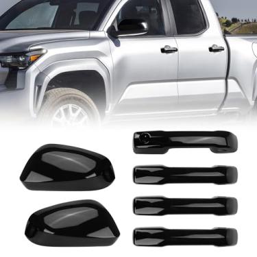 Imagem de FormiPow Tampa do espelho retrovisor e tampa da maçaneta da porta compatível com Toyota Tacoma SR SR5 TRD PreRunner 2024 2025 (sem luz de seta), acessórios externos Tacoma