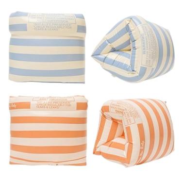 Imagem de BAITEMJIA Boias De Braço Para Crianças E Adultos - Boias De Braço De Piscina Listradas Vintage, Faixas De Braço, Boias De Natação Infláveis, Boias De Braço De Pvc Para Crianças De 3 A 5 A 6 A 12 Ano