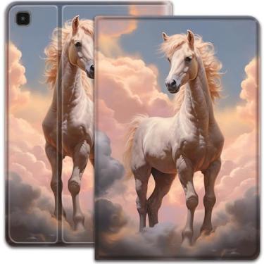 Imagem de Capa para Samsung Galaxy Tab S6 Lite de 10,4 polegadas, modelo 2022/2020, capa elegante e inteligente, suporte ajustável com função automática de hibernar e despertar - Colt feminino nas nuvens