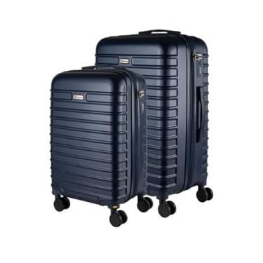 Imagem de Kit 2 Malas de bordo 10KG + Mala de Viagem 23KG ABS Com Rodas Giratórias (Azul)