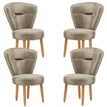 Imagem de Jogo 4 Poltronas Estofadas para Maquiagem Sala de jantar cozinha Tecid