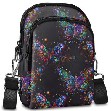 Imagem de LYEMVHE Bolsa transversal feminina leve, pequena, à prova d'água, carteira de telefone com compartimentos para cartões e alça ajustável, Bronze, Bolsa transversal