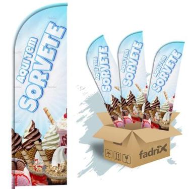 Imagem de Wind Banner Dupla Face 3mt Completo Sorvete M2 Kit C/ 3unds - Fadrix
