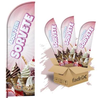 Imagem de Wind Banner Dupla Face 3mt Completo Sorvete Kit C/ 3unds - Fadrix